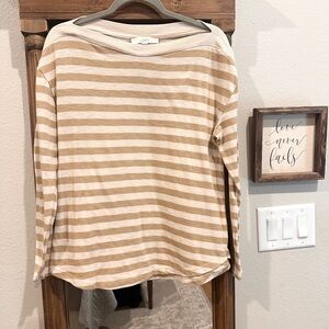 LOFT Women's Tan Striped Top Large